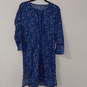 Indian Pakistani shalwar Kameez 2 piece set blue floral print with lace